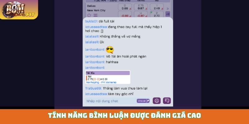 Tính năng bình luận được đánh giá cao